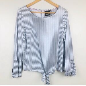 Nanette Lepore 3/4 Sleeve White Blue Blouse Size Medium